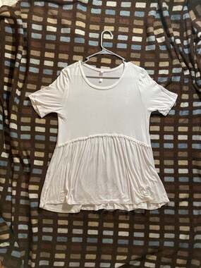 Watermelon White Short Sleeve Crochet Trim Babydoll Tunic
